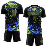 Uniform Custom Soccer Sublimation Black Black Jersey Neon Green-Royal