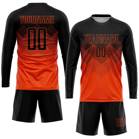 Shape Orange Gradient Black Uniform Soccer Square Sublimation Jersey Custom