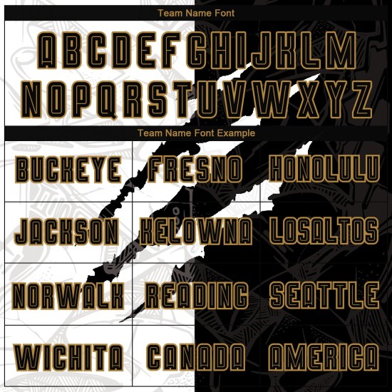 Pattern Scratch Black-Old Gold Uniform Custom Jersey Soccer Sublimation Graffiti