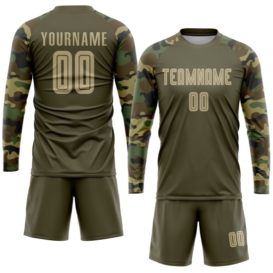 Gold-Camo Sublimation Salute To Service Uniform Soccer Olive Custom Jersey Vegas