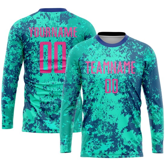 Pink-Royal Teal Custom Uniform Sublimation Jersey Soccer
