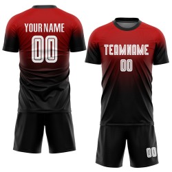 Jersey Fashion Uniform Soccer White-Black Red Custom Sublimation Fade