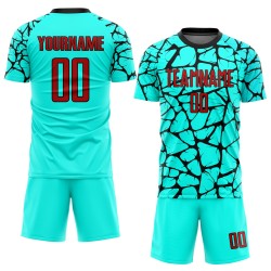 Uniform Soccer Sublimation Red-Black Jersey Custom Aqua Uniform Soccer Sublimation Red-Black Jersey Custom Aqua