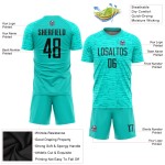 Uniform Custom Aqua Sublimation Soccer Jersey Black