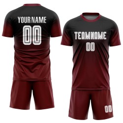 Sublimation Custom Black Uniform Fade White-Crimson Jersey Fashion Soccer Sublimation Custom Black Uniform Fade White-Crimson Jersey Fashion Soccer
